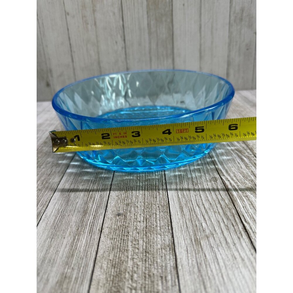 Vtg EAPG Bryce Brothers Style Bowl Diamond Quilted Pattern Sky Blue Glass 8" DIA - Picture 5 of 6